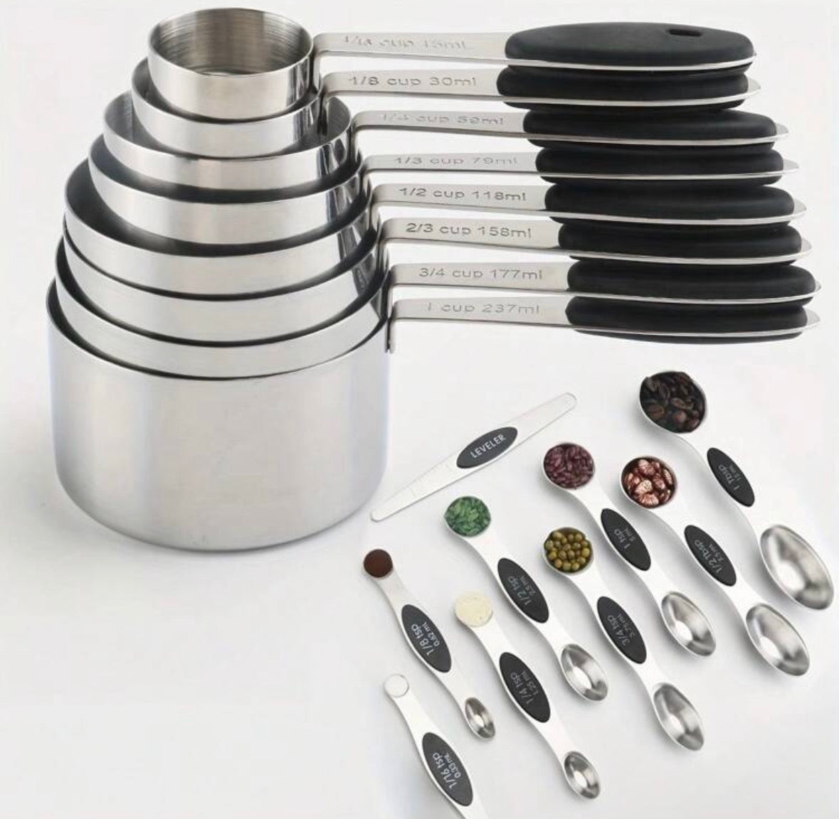 17 piece stainless steel measuring set