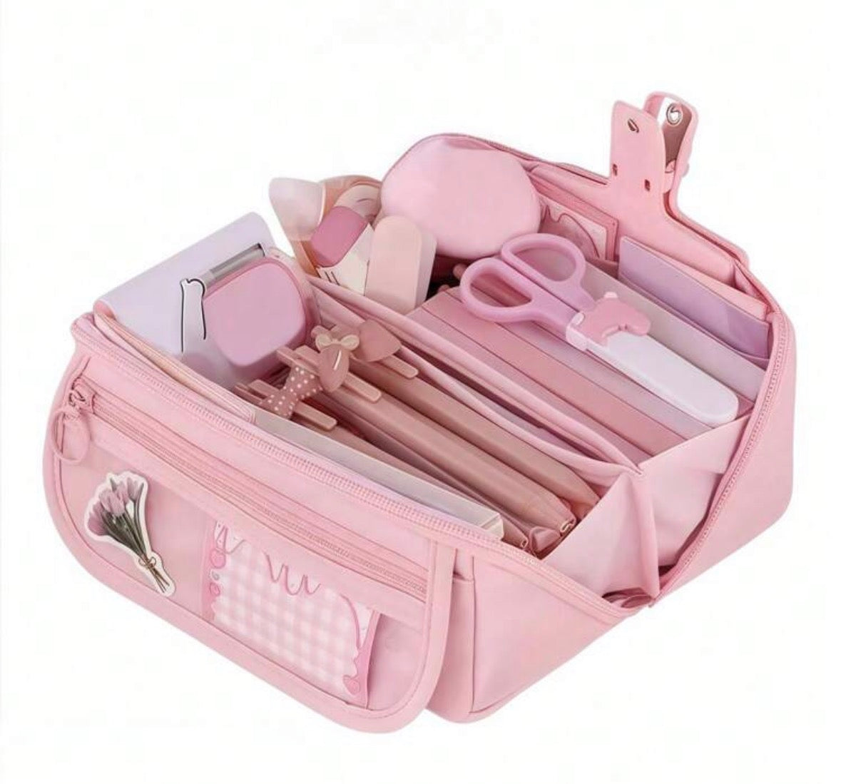 Pencil case with many compartments