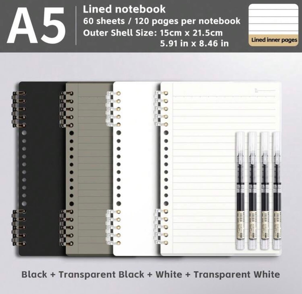 4 A5 notebooks+four pens