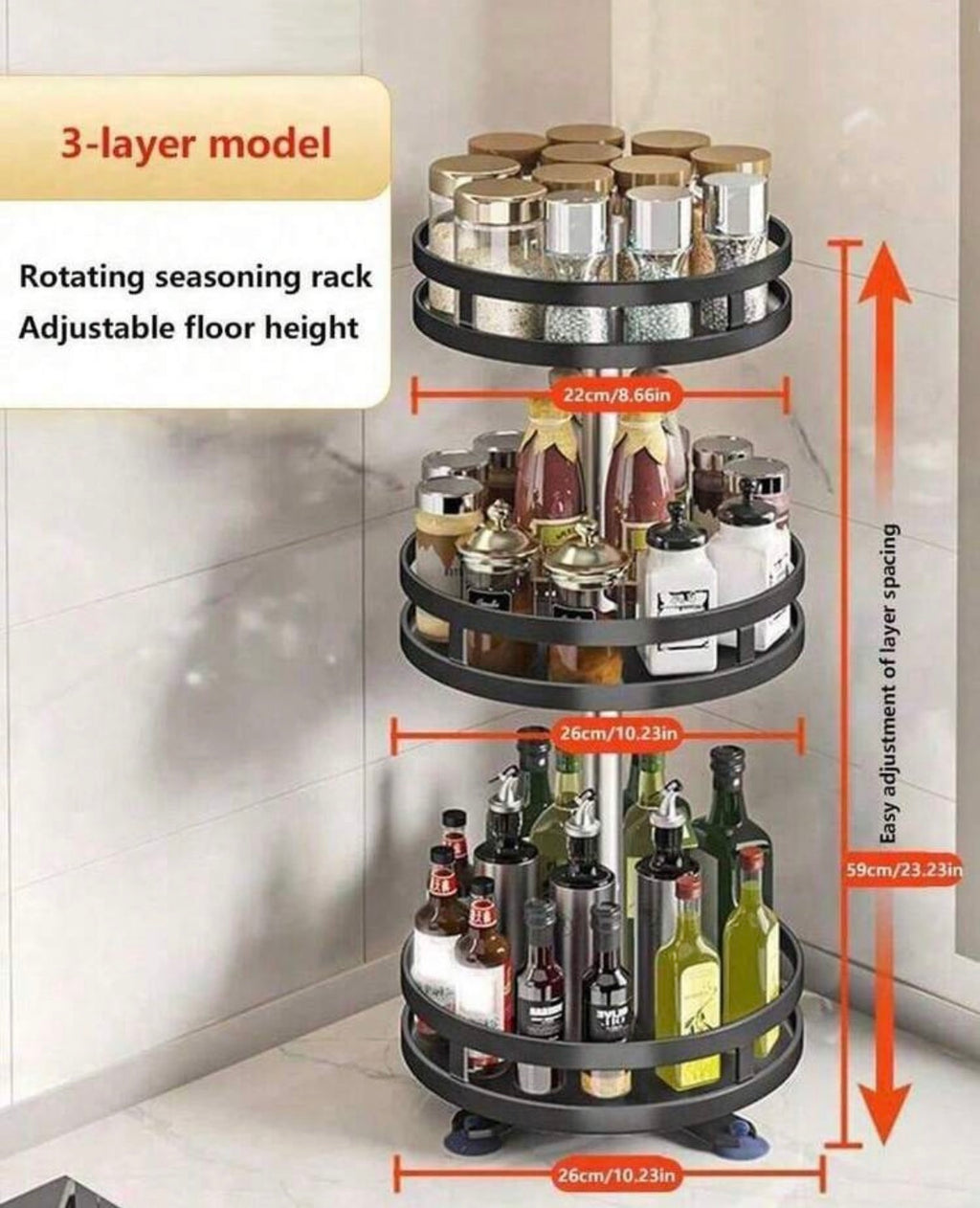 360 rotatable kitchen spice rack