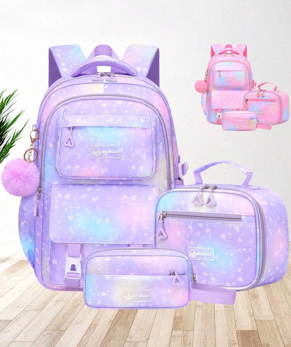 Gradient girl school 3 piece bag set (bag,lunch box,pencil case)