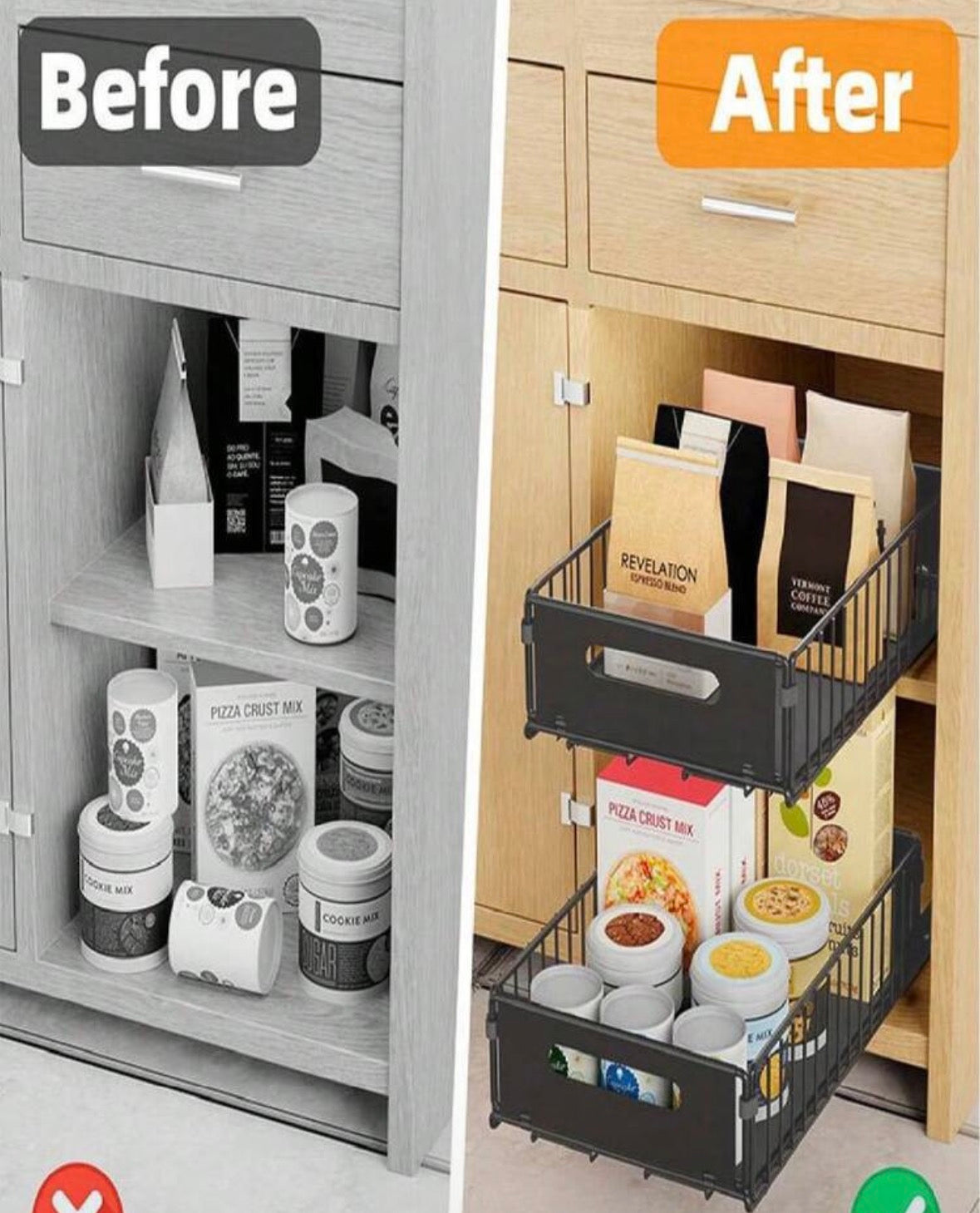 2 piece pull out kitchen cabinet