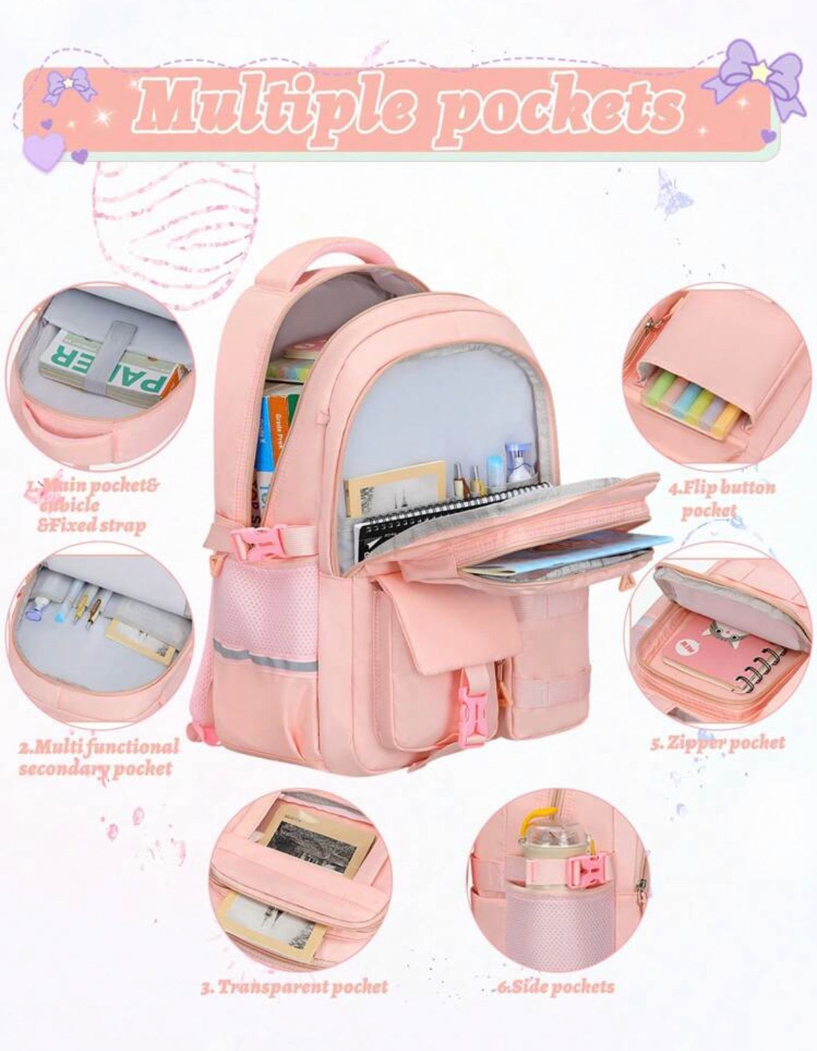3 piece set school girl backpack