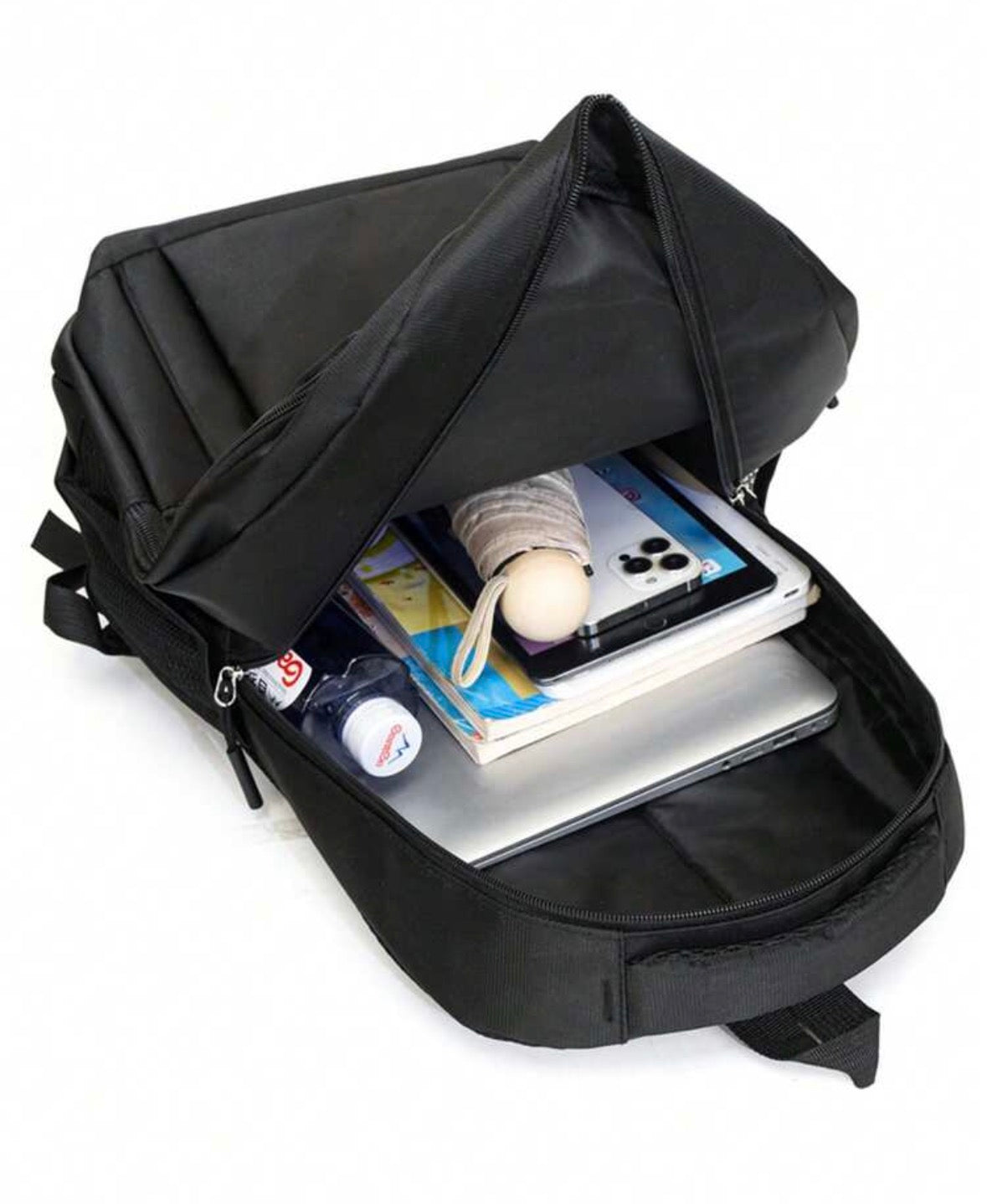 Sleek black backpack