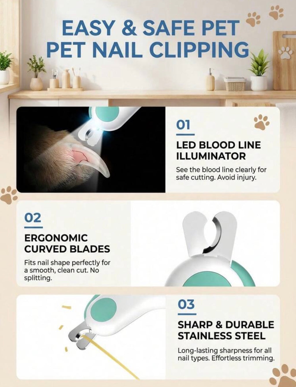 Lighted pet nail clipper