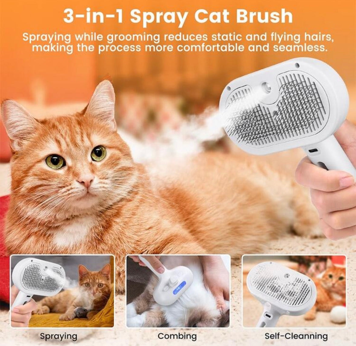 3 in 1 pet steam brush