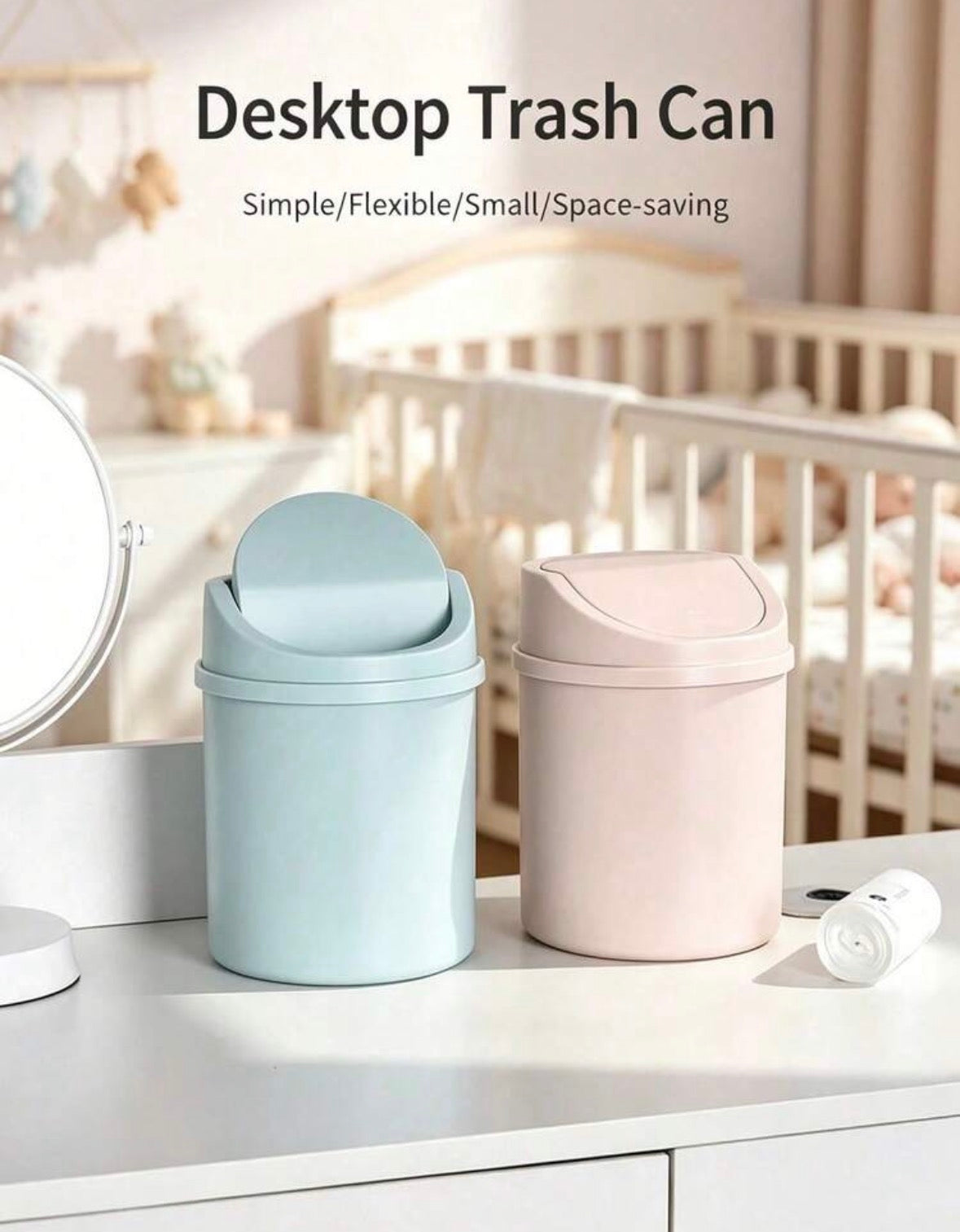 Compact plastic trash can