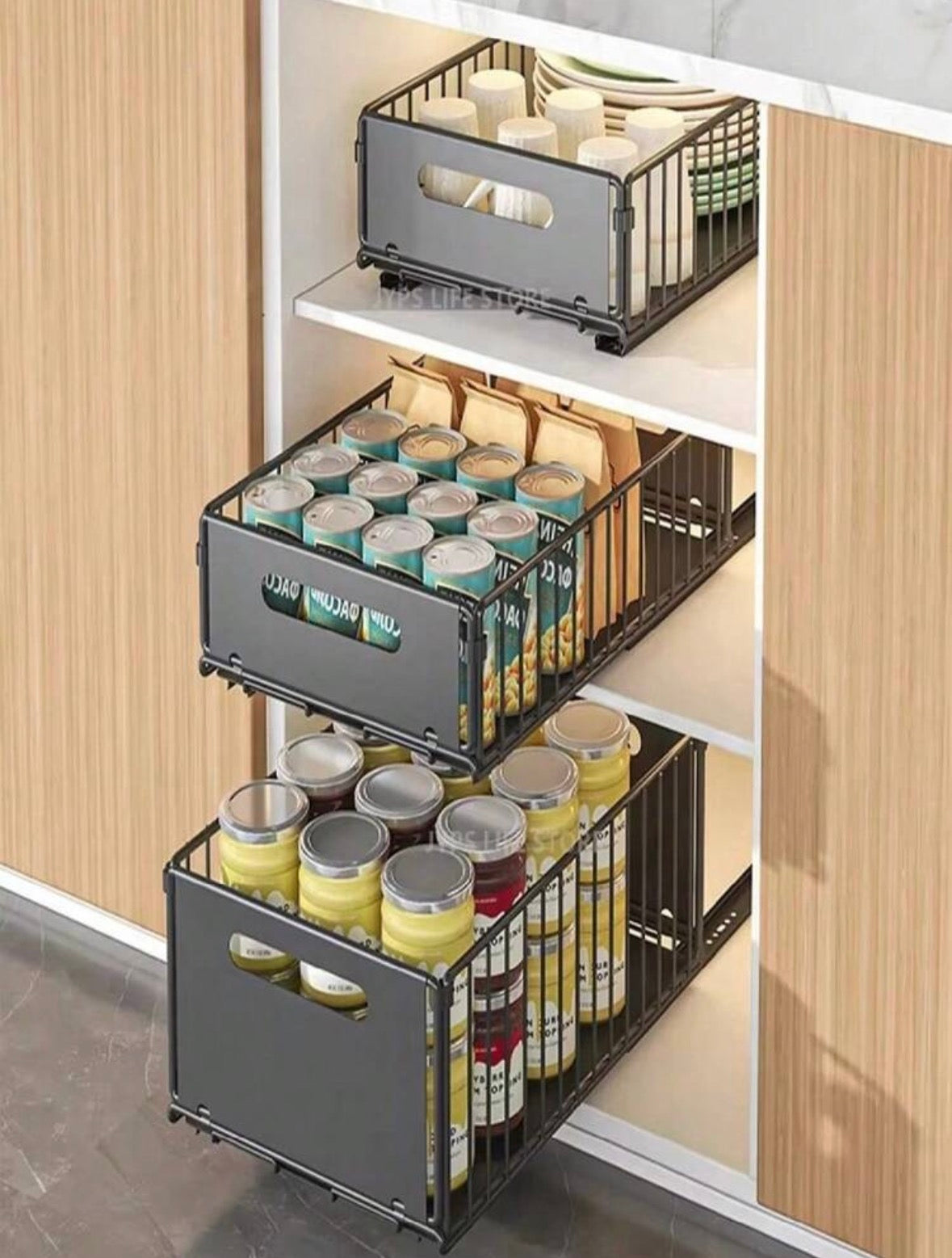 2 piece pull out kitchen cabinet