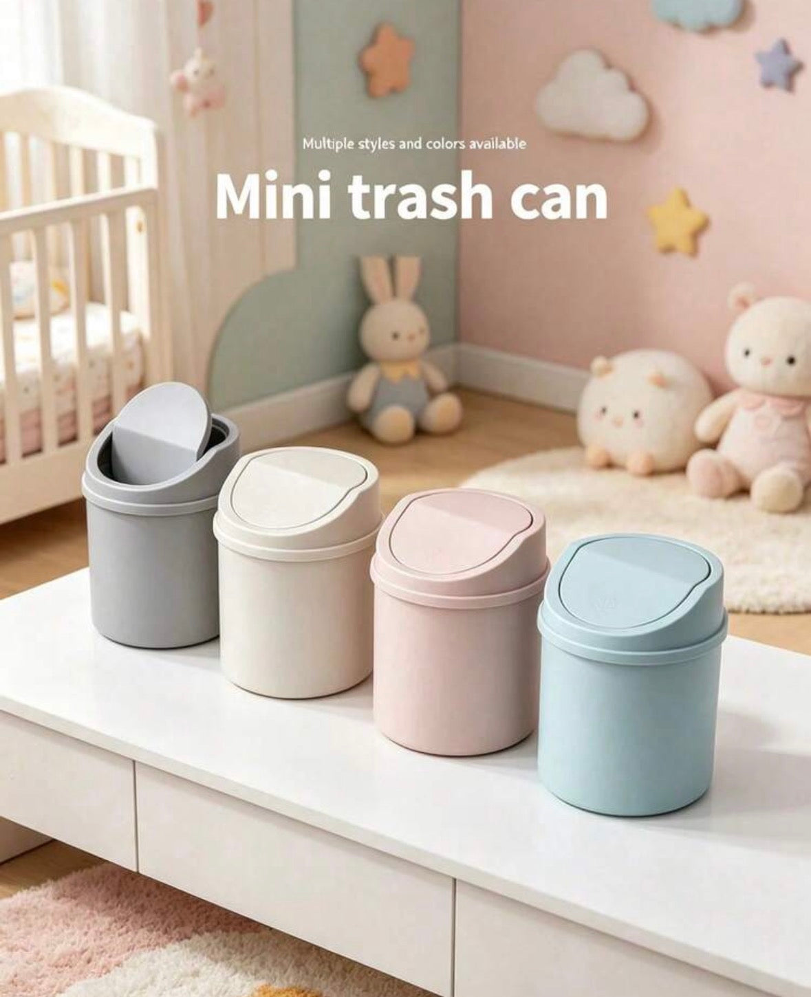 Compact plastic trash can