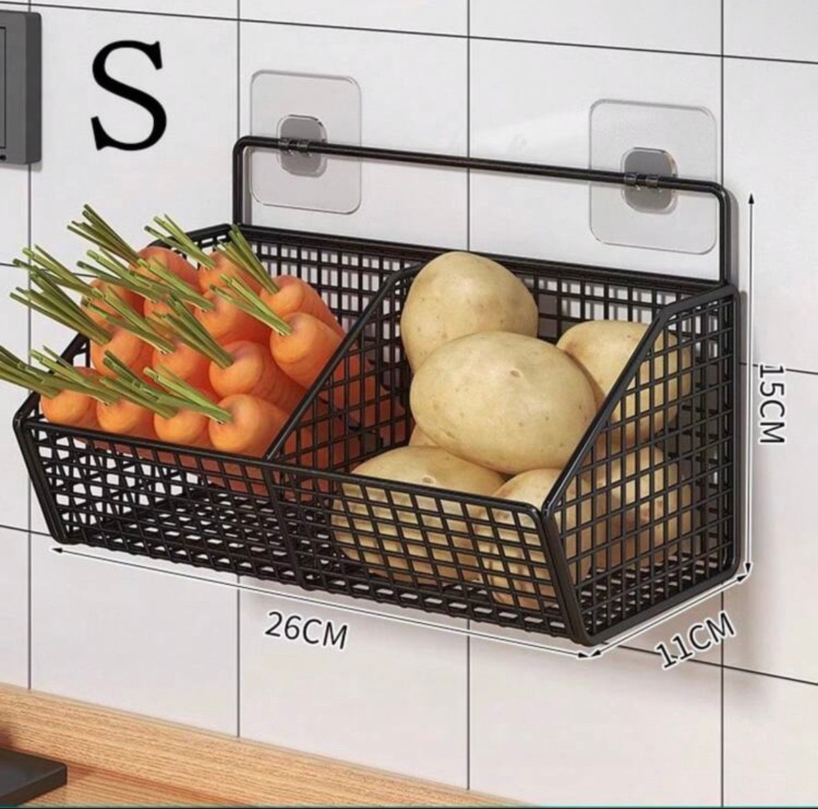 Wall mounted kitchen storage basket