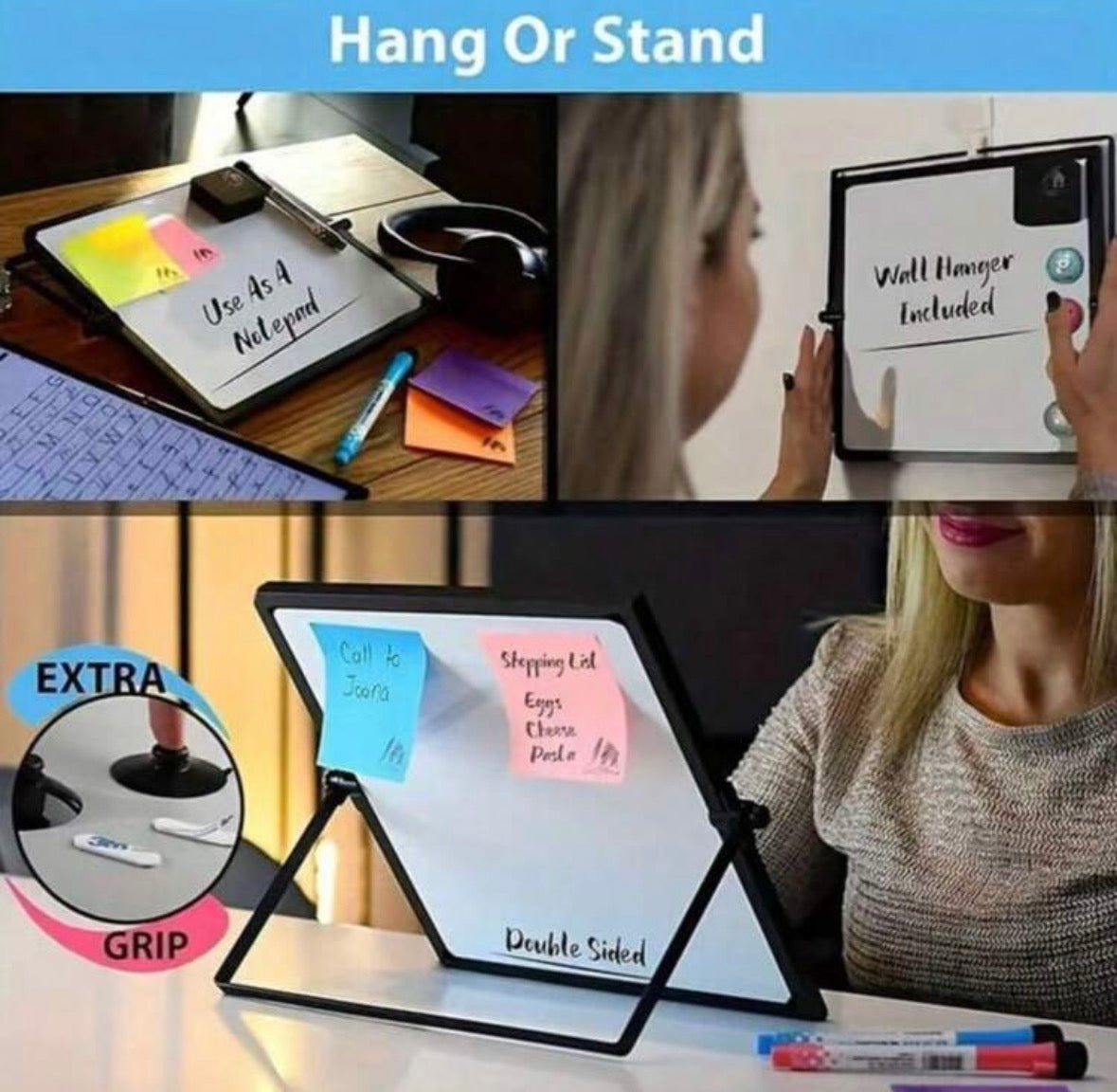 Whiteboard with stand (3 markers,1 eraser, 3 magnets)