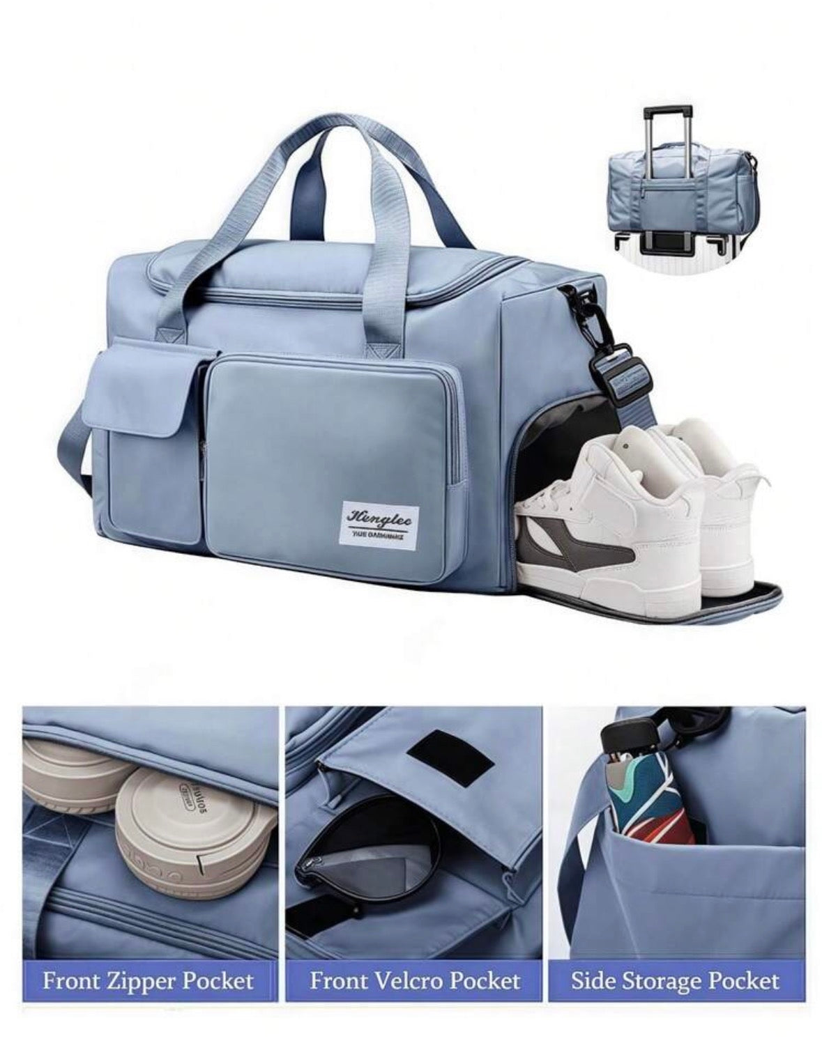 Travel/gym bag with many compartments