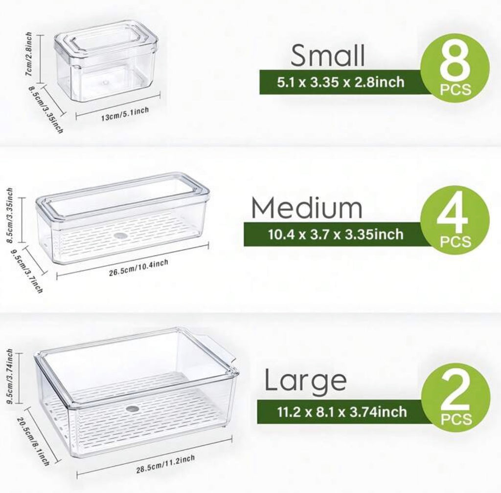 Fridge organizers with lids