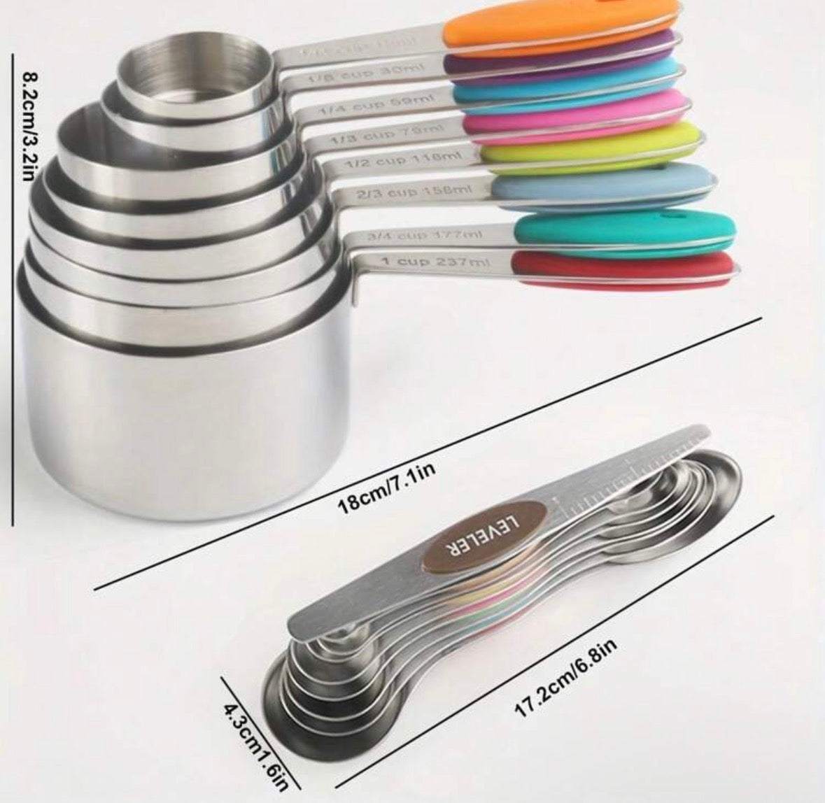 17 piece stainless steel measuring set