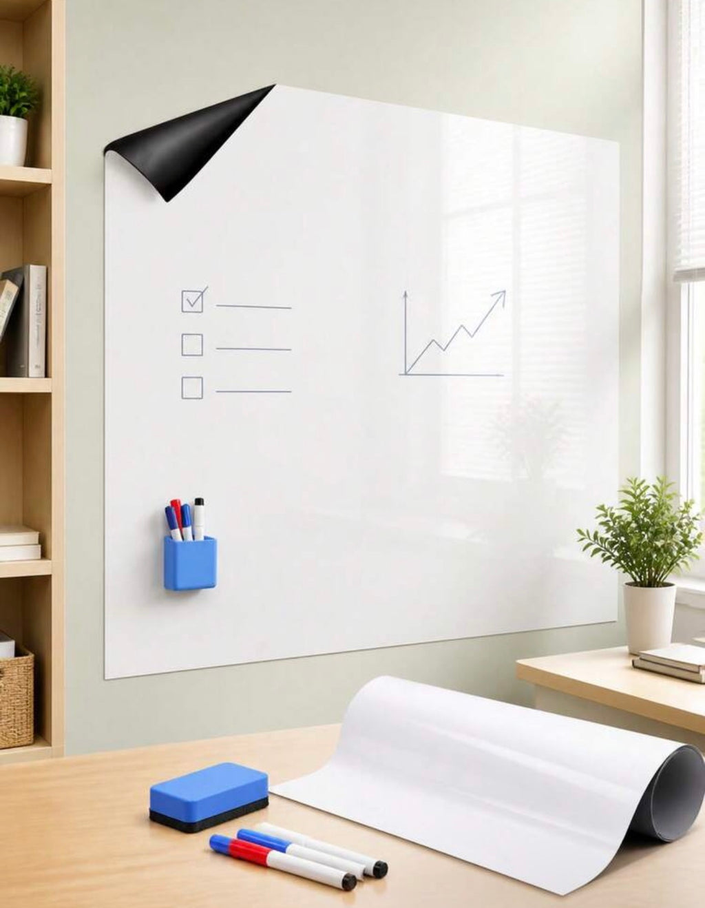 Roll wall adhesive white board