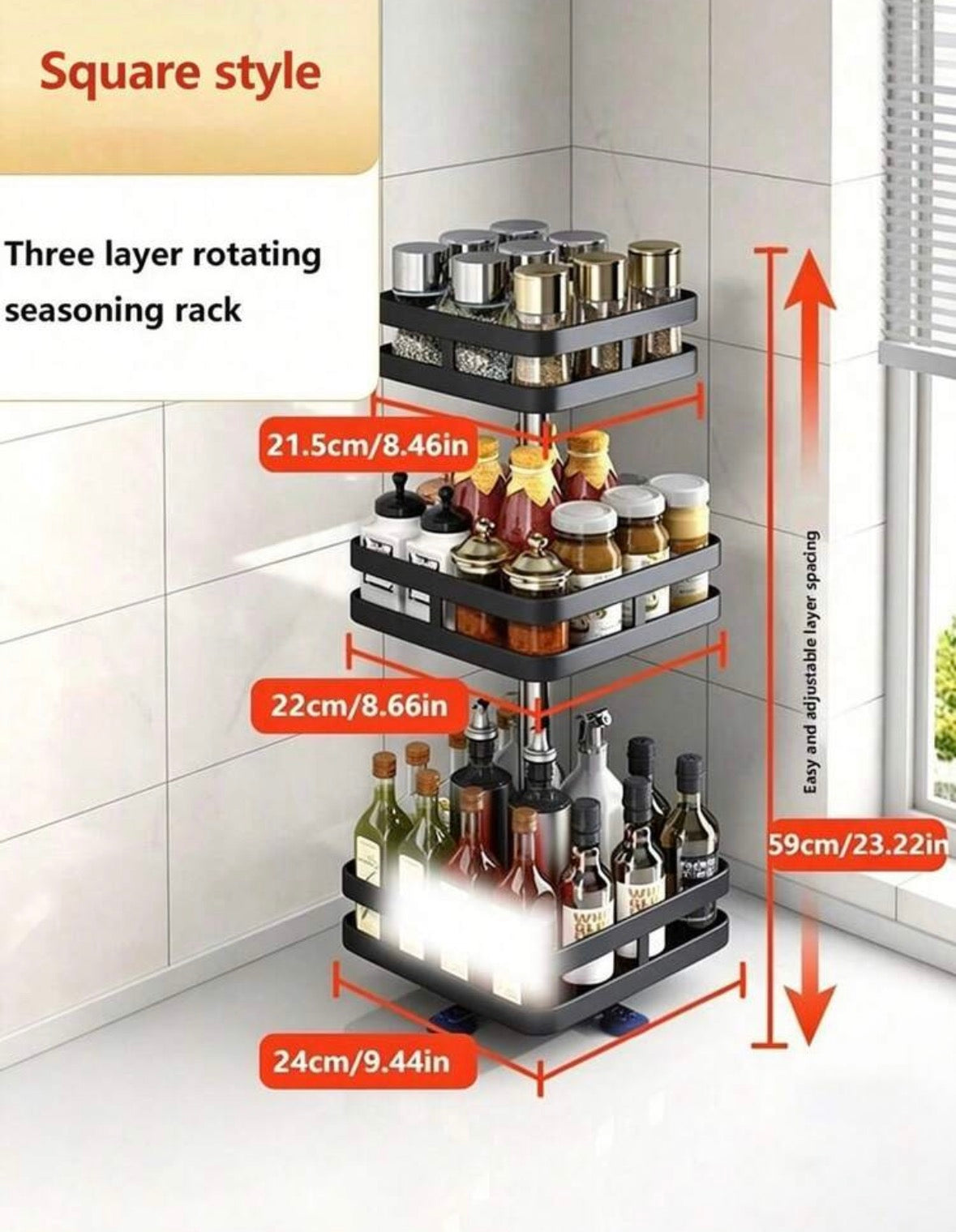 360 rotatable kitchen spice rack