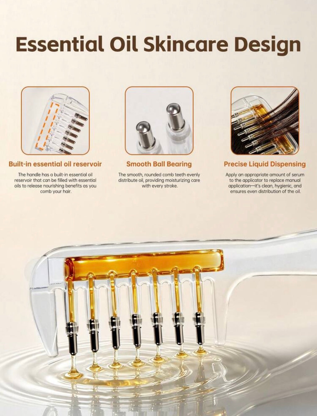 Scalp serum applicator comb