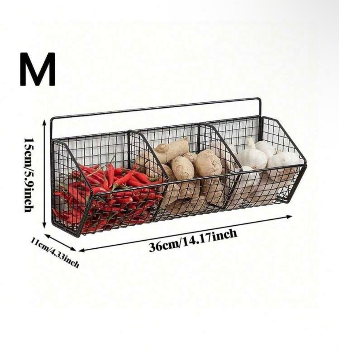 Wall mounted kitchen storage basket