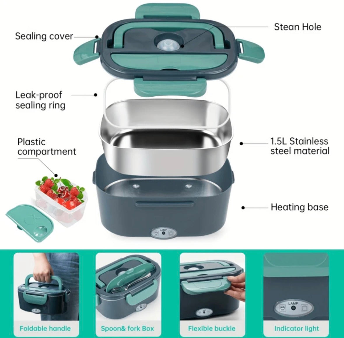 Electric heated lunch box