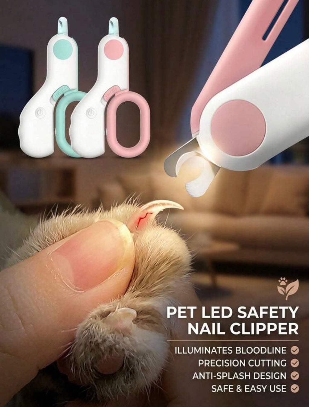 Lighted pet nail clipper