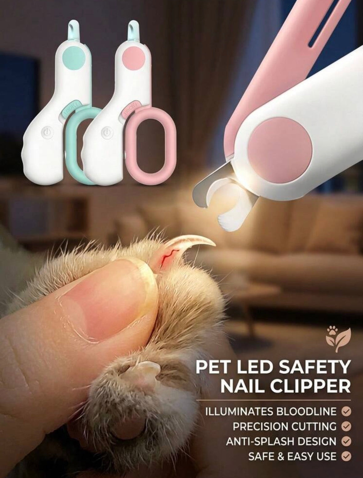 Lighted pet nail clipper