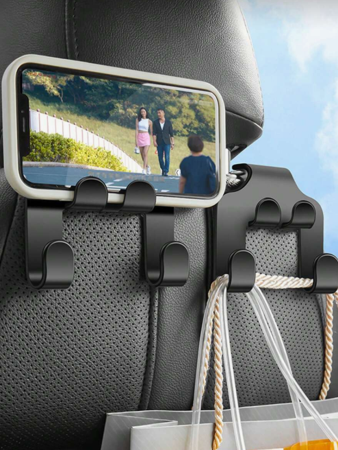 Car seat headrest hook for phone or bags