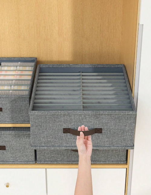 Grey fabric storage box