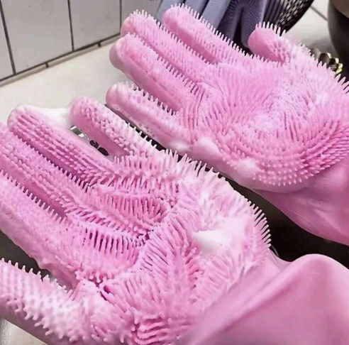 Silicone dishwashing gloves