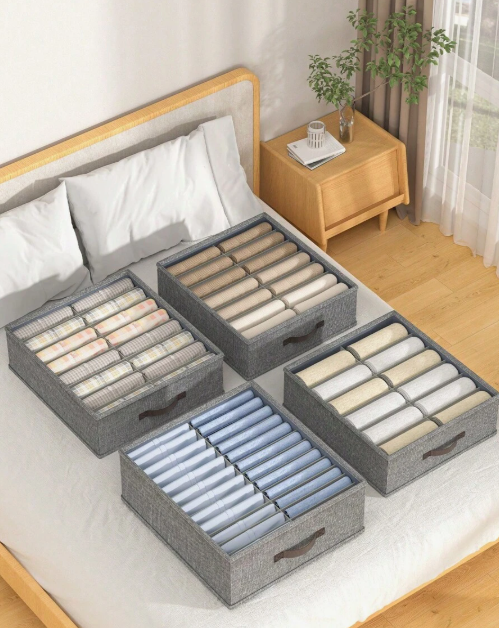 Grey fabric storage box