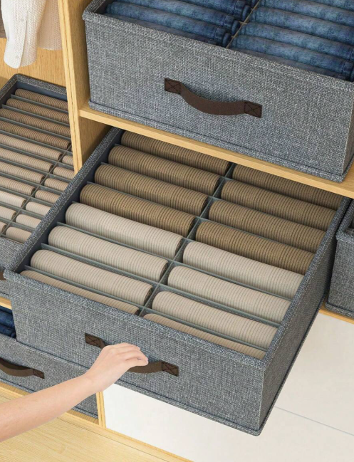 Grey fabric storage box