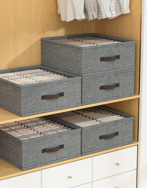 Grey fabric storage box