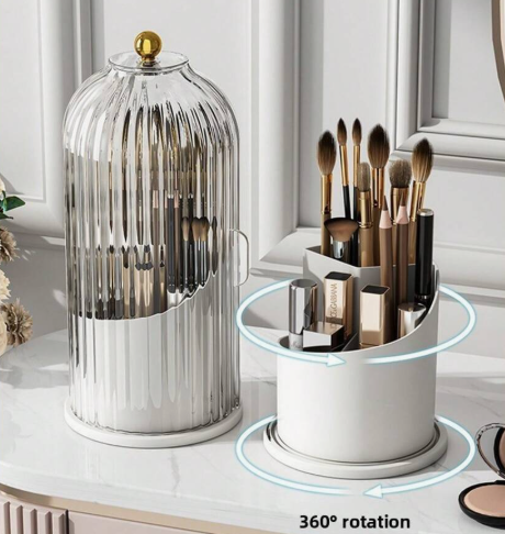 rotating makeup brush organizer