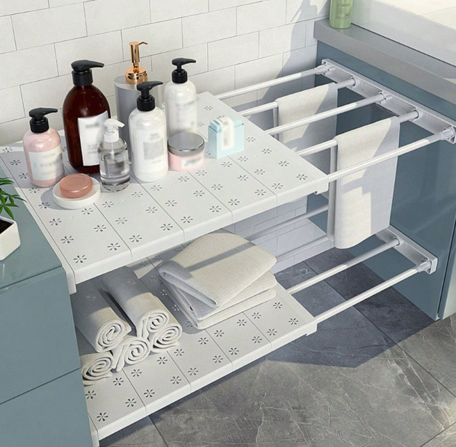 Adjustable tension shelf divider