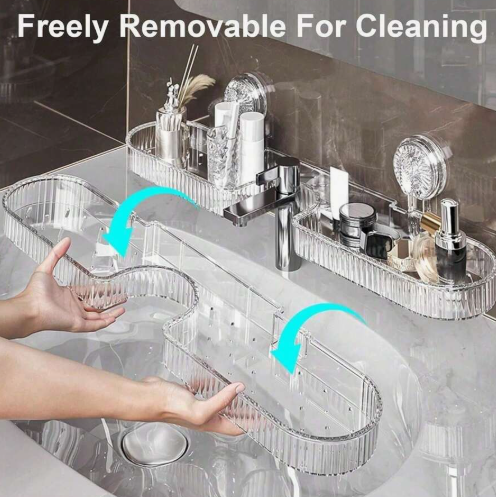 Bathroom faucet wall mounted storage rack