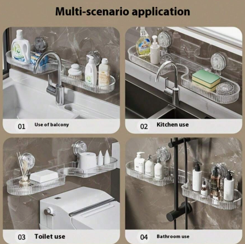 Bathroom faucet wall mounted storage rack